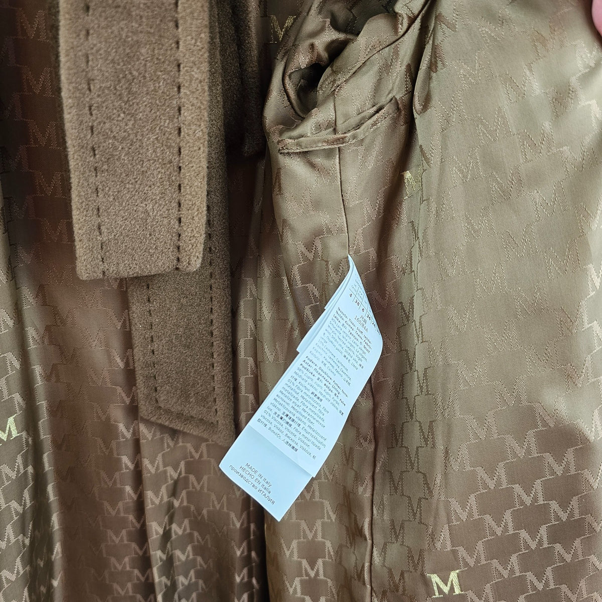 MAX MARA Madame 101801 Belted Brown Wool Long Coat New & Authentic