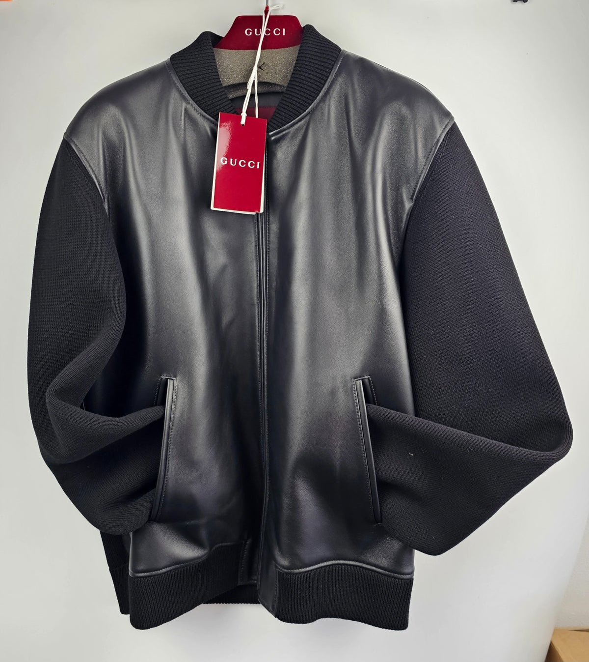 GUCCI $3980 Black Nappa Leather Bomber Jacket New & Authentic