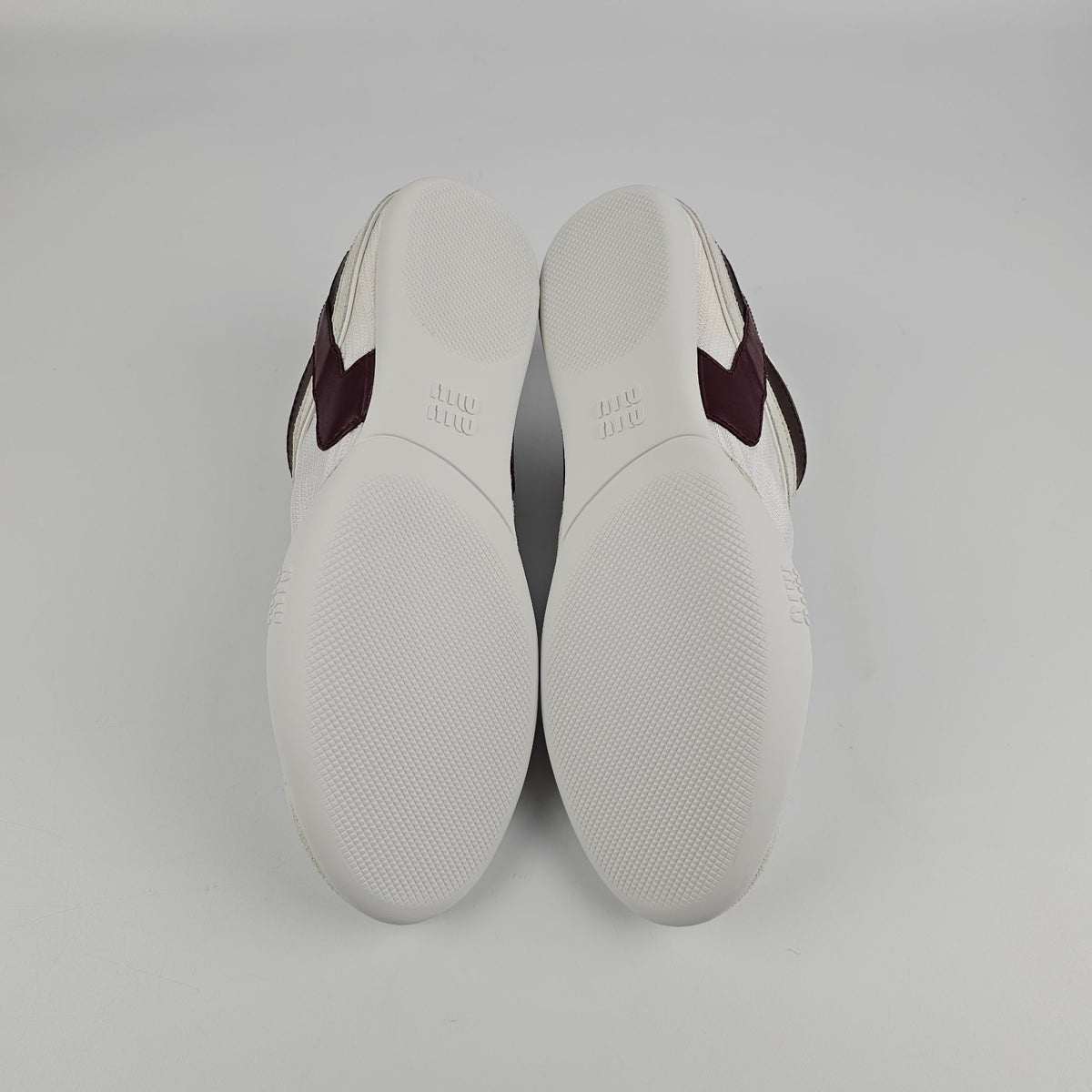 MIU MIU Gymnasium White/Burgundy Sneakers New & Authentic