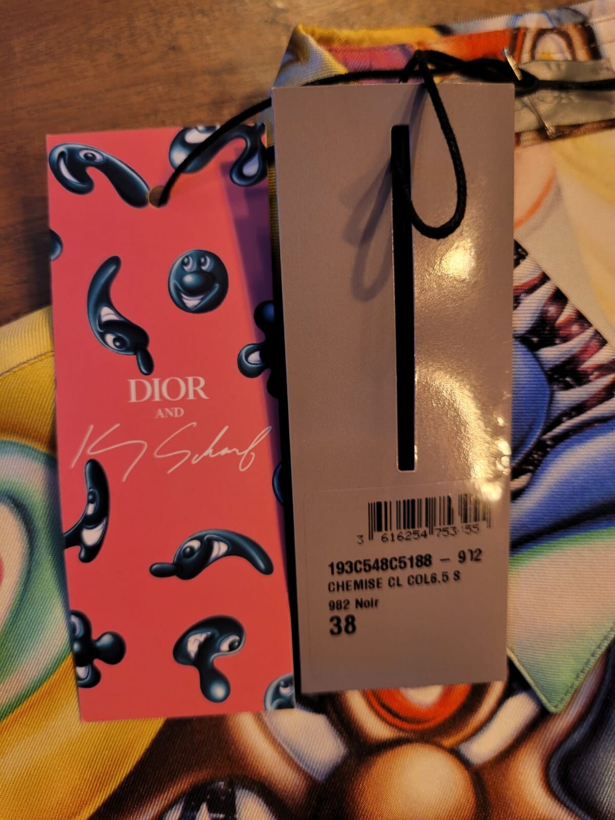 Dior Homme x Kenny Scharf Silk Multicolor Shirt Size 38 New