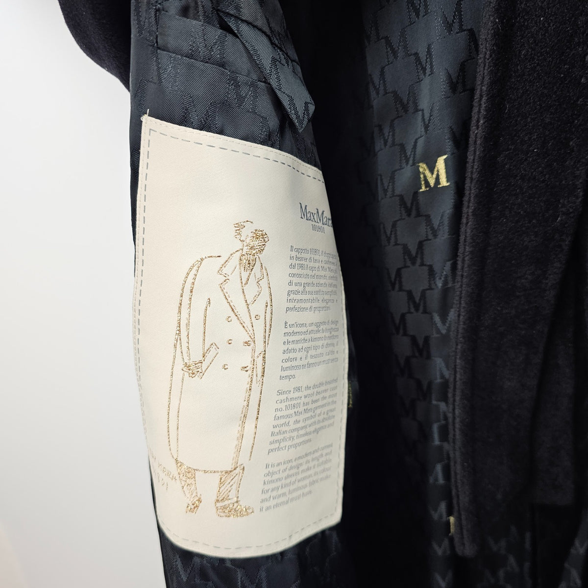 MAX MARA Madame 101801 Belted Black Wool Long Coat New & Authentic