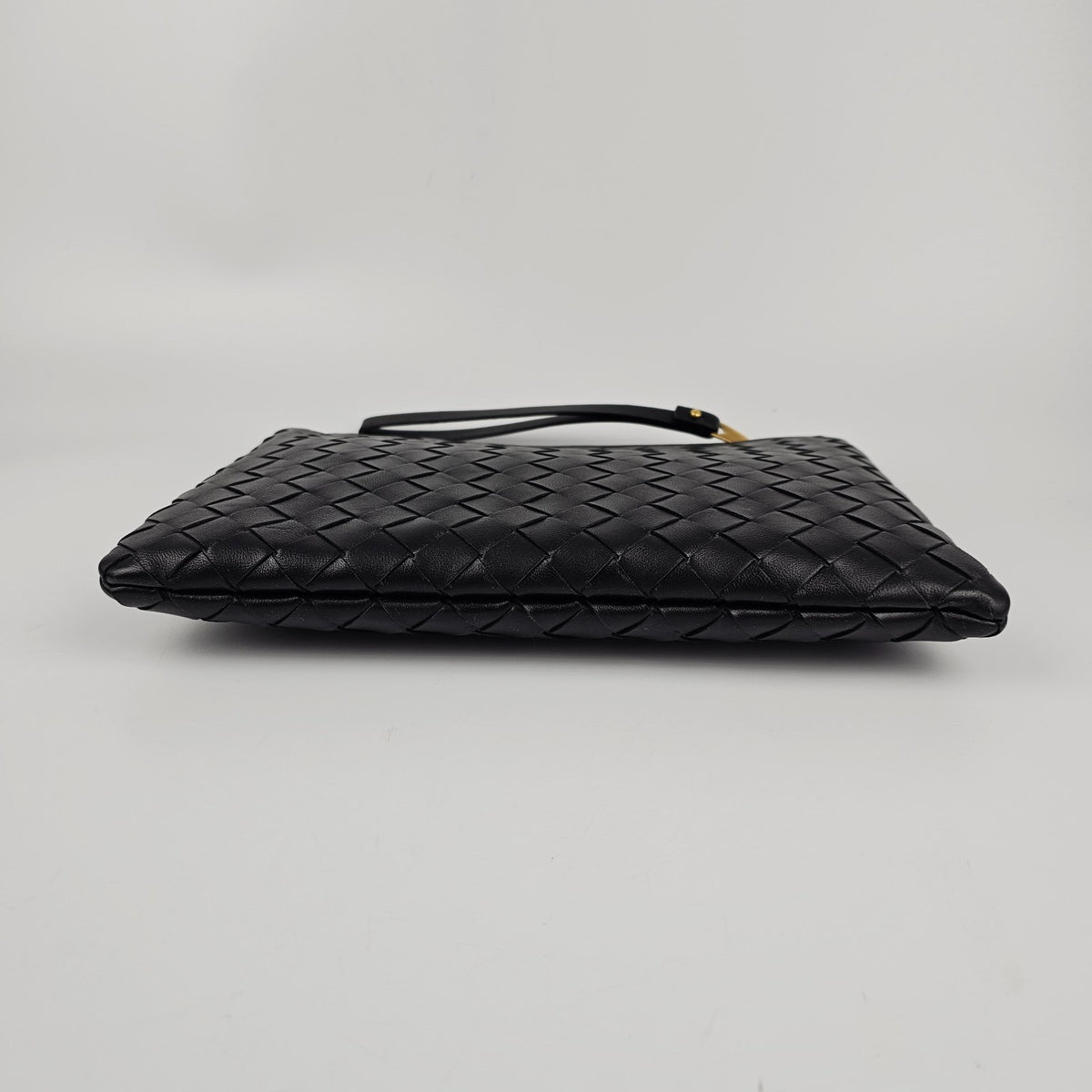 BOTTEGA VENETA Black Small Intrecciato Leather Pouch New & Authentic