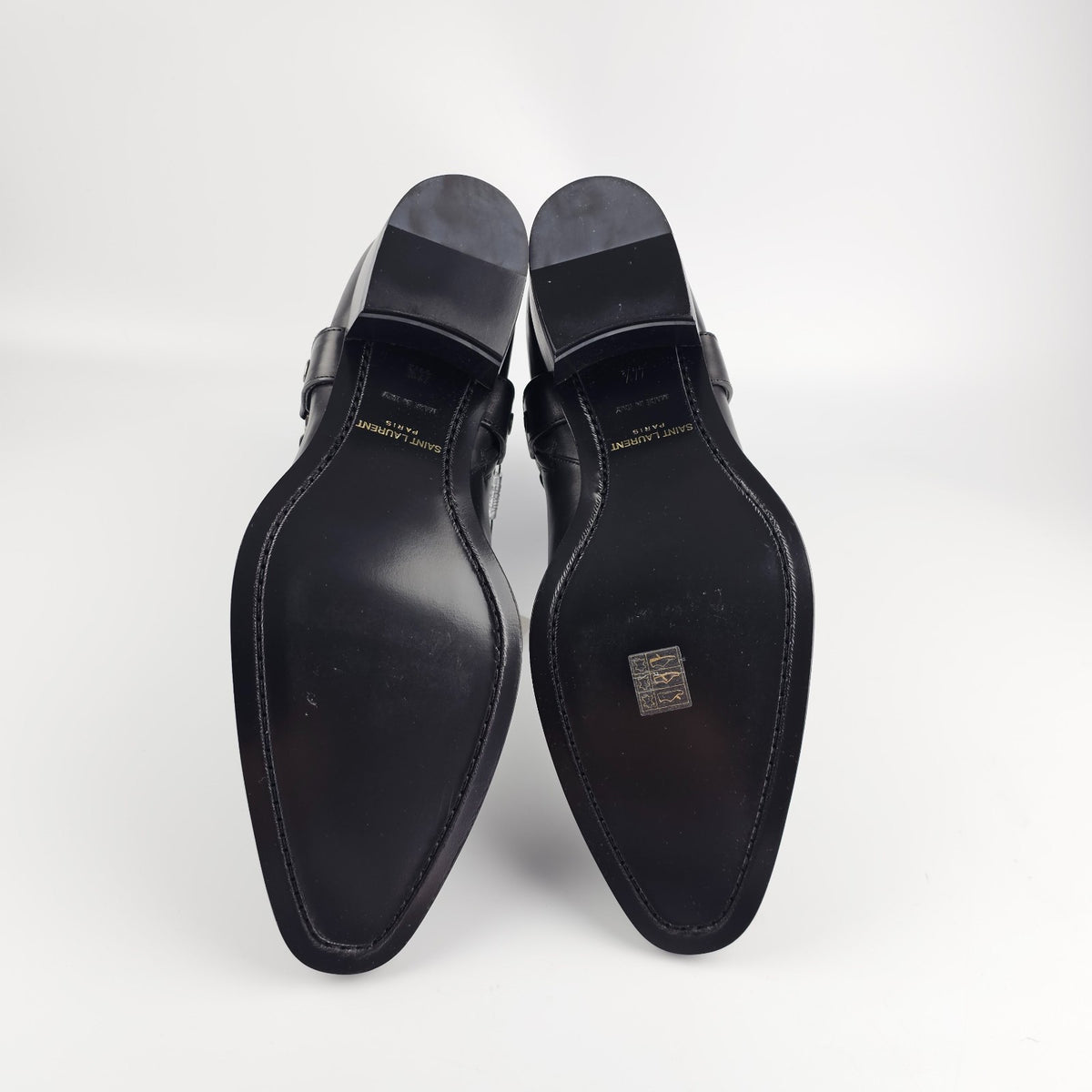 SAINT LAURENT Wyatt Black Leather Ankle Boots New & Authentic