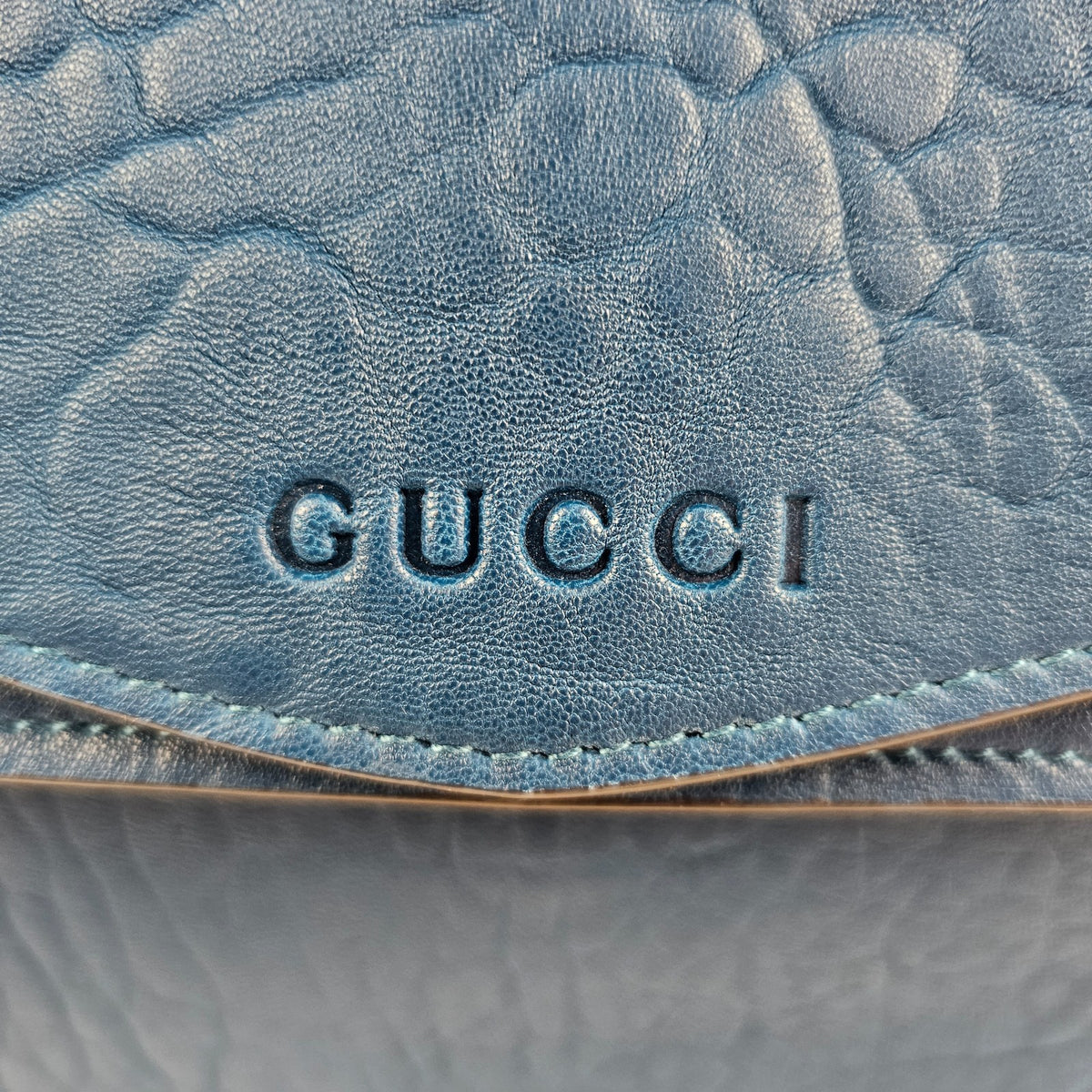 GUCCI $4600 Cobalt Blue GG Leather Large With Chain Shoulder Bag New & Authentic