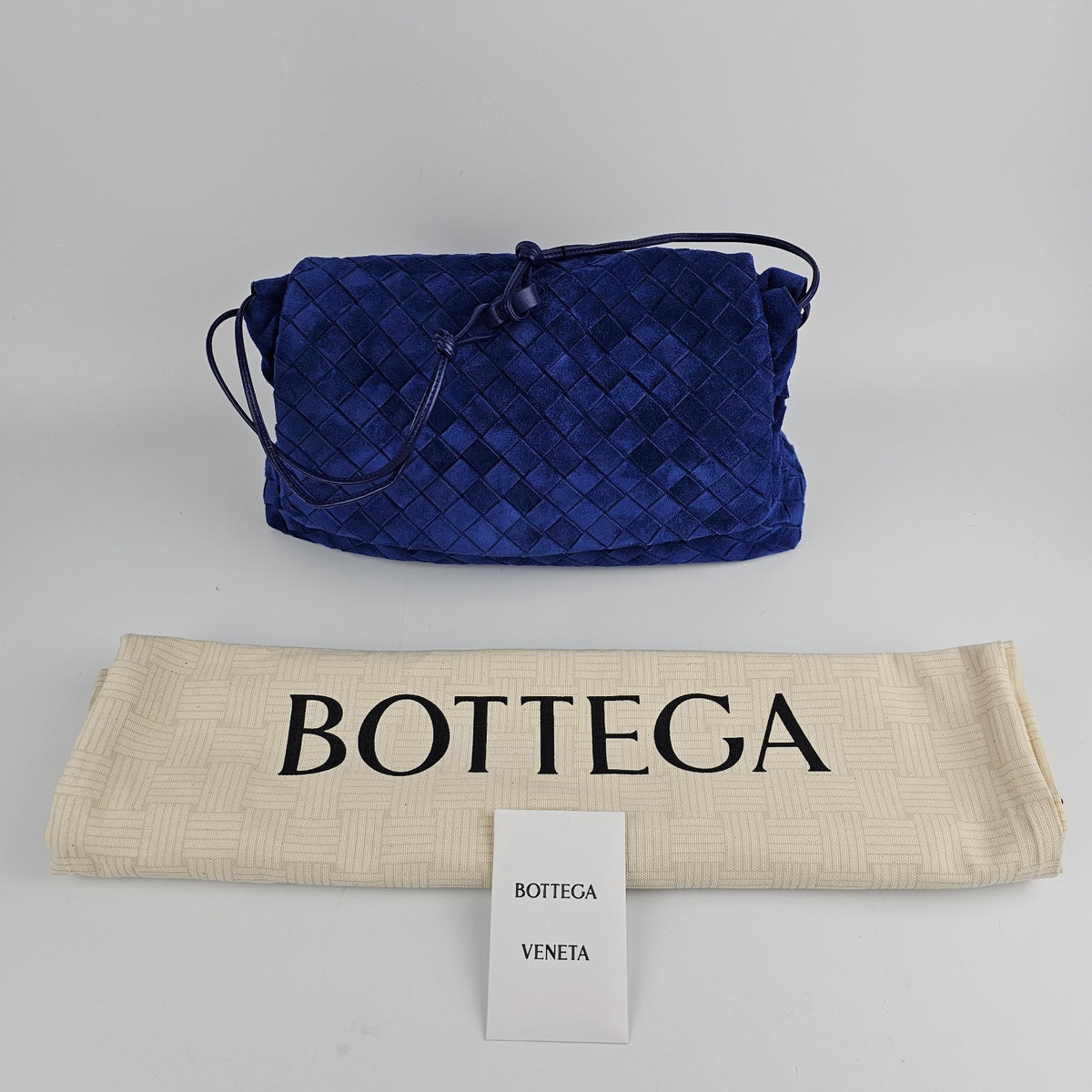 BOTTEGA VENETA Giorno $3500 Blue Royal Suede Shoulder Bag New & Authentic