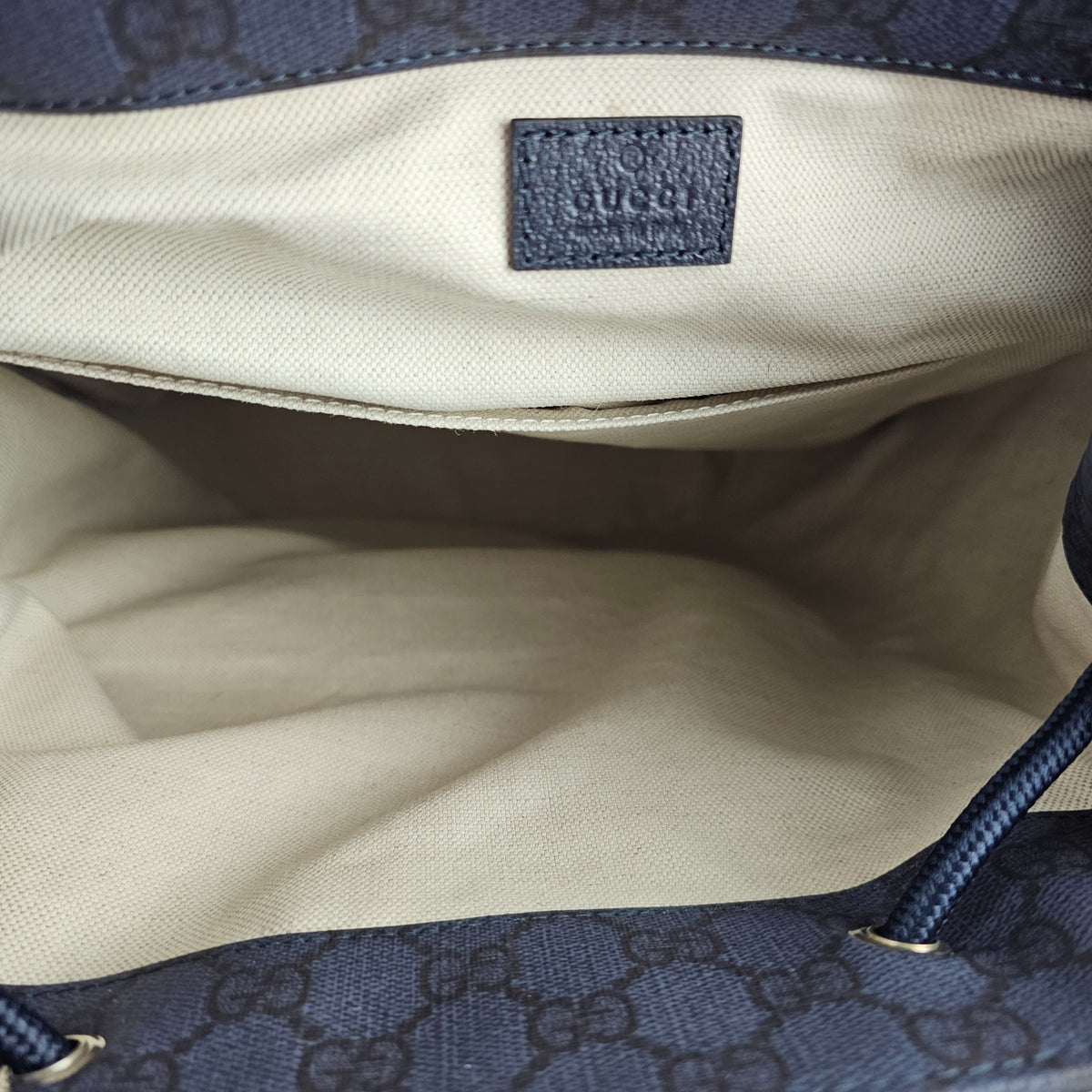 GUCCI Ophidia Large $2550 Blue GG Canvas Backpack New & Authentic