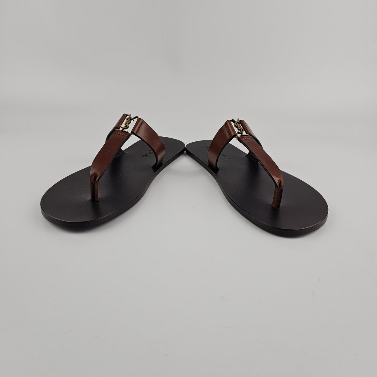 SAINT LAURENT Babylone $990 Burnt Brown Slides New & Authentic