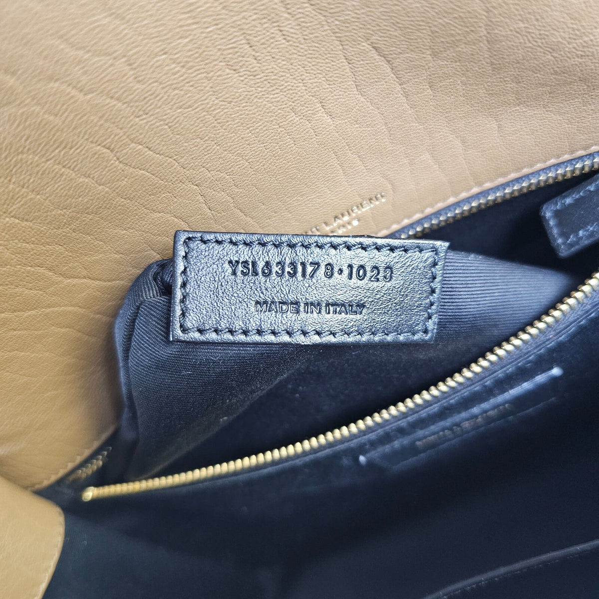 SAINT LAURENT Niki Medium $3550 Dark Cork Leather Shoulder Bag New And Authentic