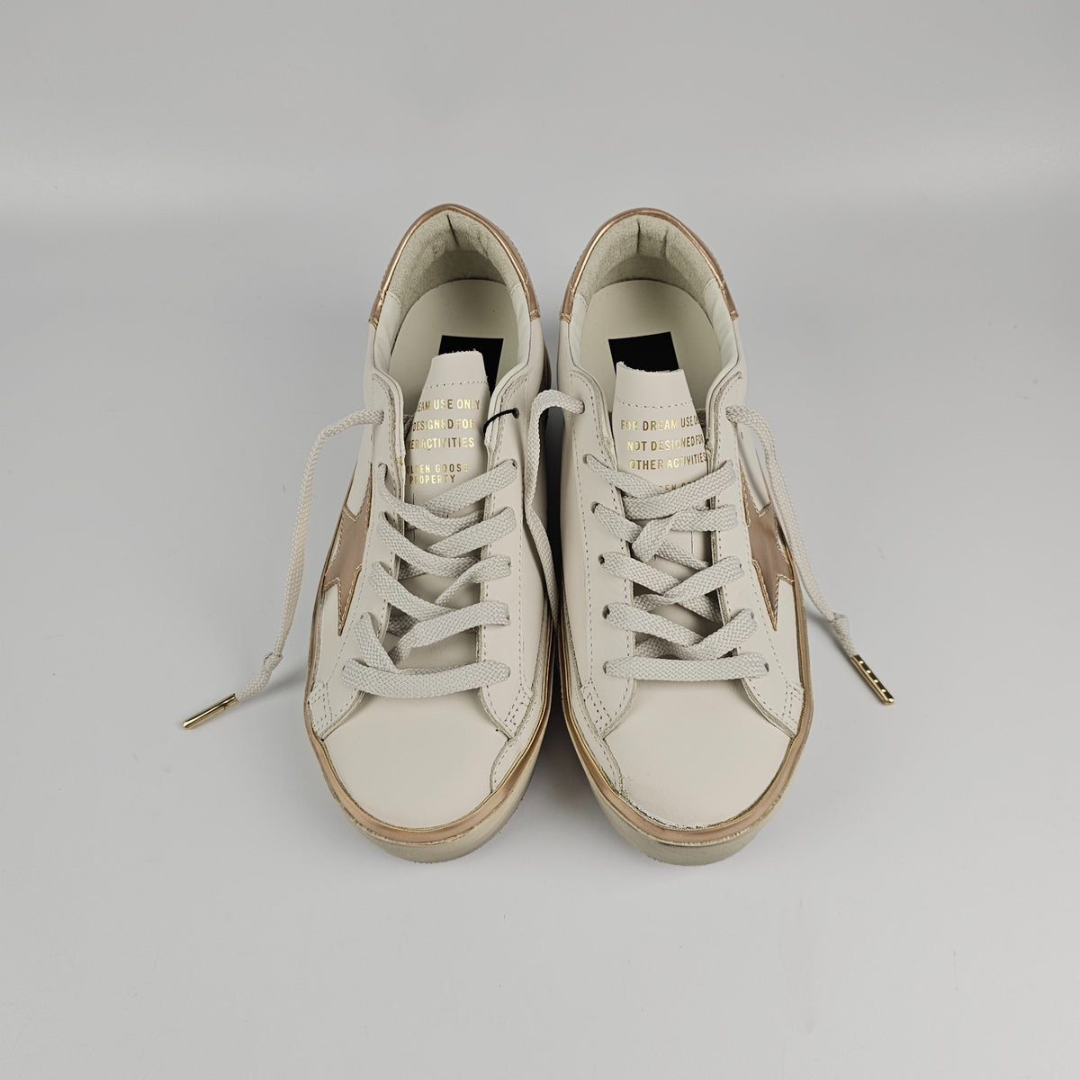 GOLDEN GOOSE Hi Star Women's White/Rose Gold Sneakers New
