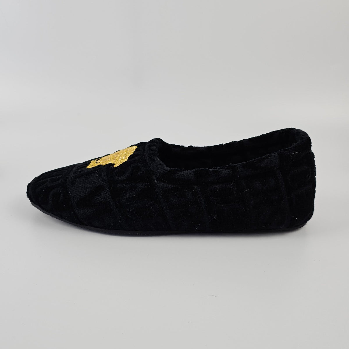 VERSACE Allover Black Cotton Slippers New
