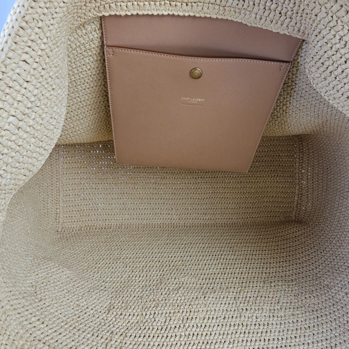 SAINT LAURENT $2550 Natural Raffia Tote Bag New And Authentic