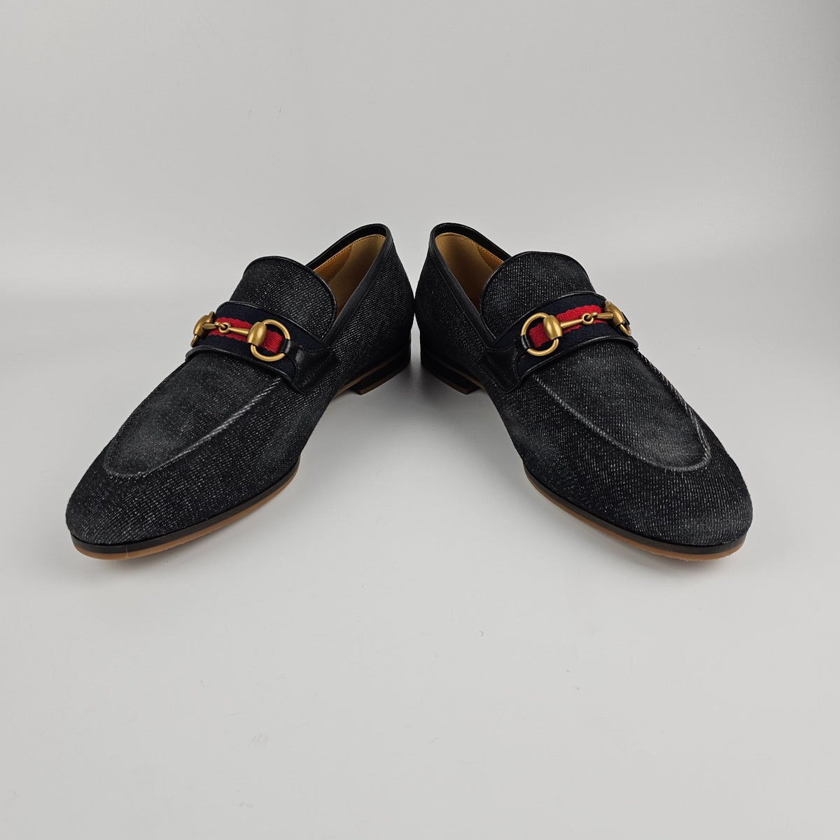 GUCCI Men's Black Denim With Horsebit Loafers New & Authentic