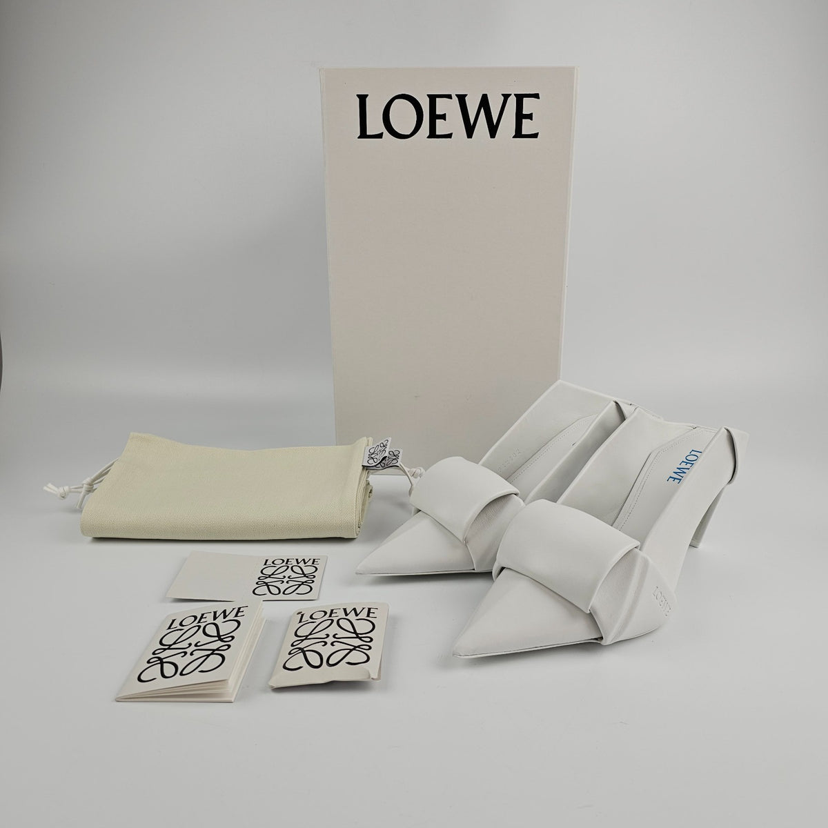 LOEWE Origami Optic White Mules New & Authentic