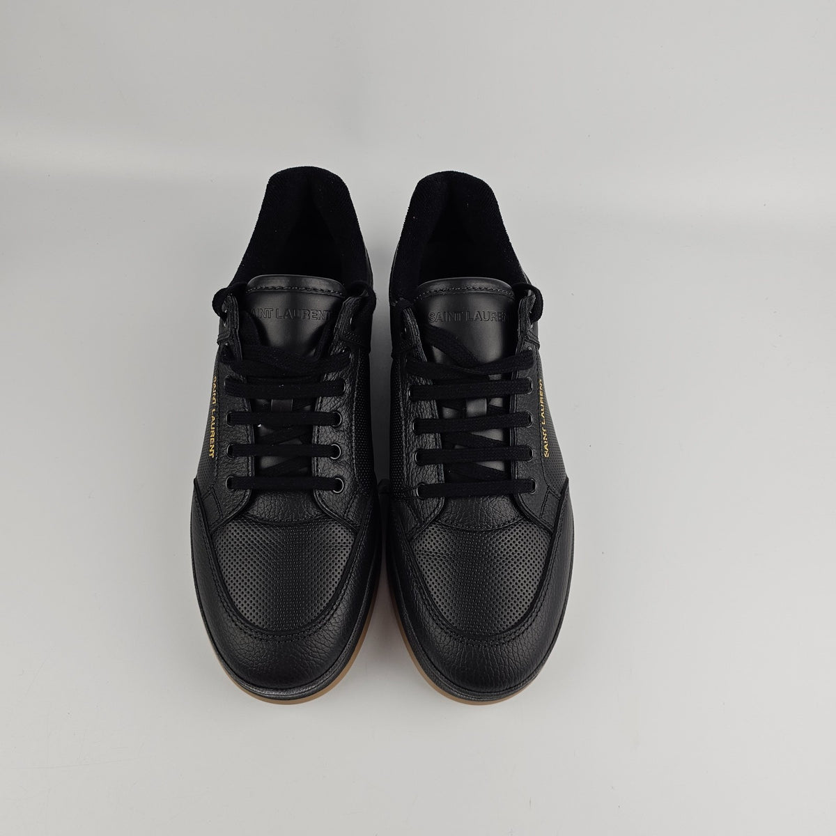 SAINT LAURENT SL/61 $880 Black Perforated Leather Sneakers New And Authentic
