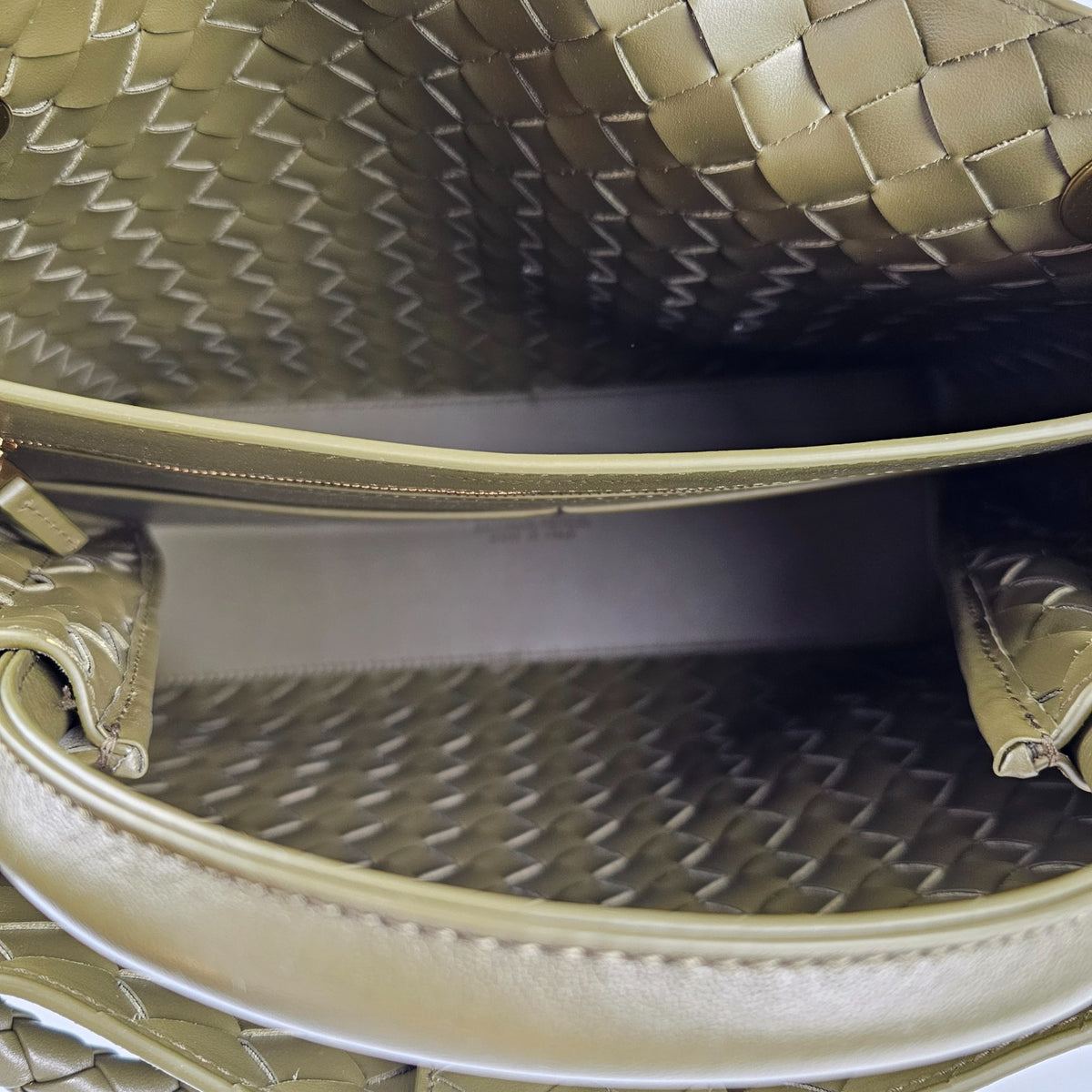 BOTTEGA VENETA Andiamo Medium $5700 Mud Suede Top Handle Bag New
