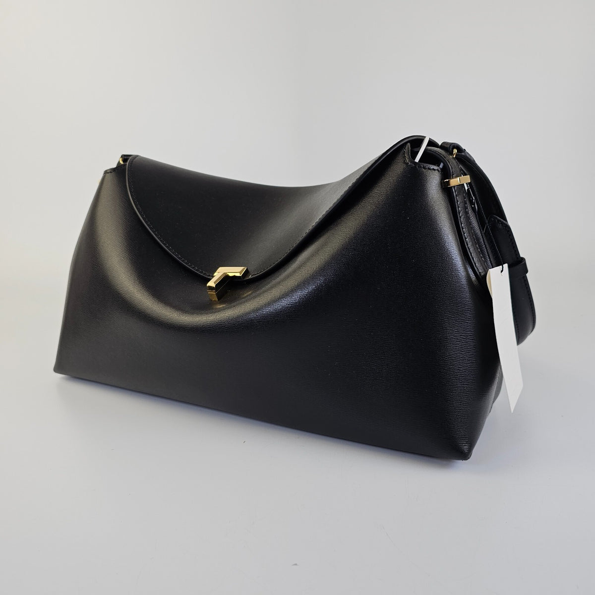 TOTEME T-Lock Black/Gold Leather Top Handle Bag New