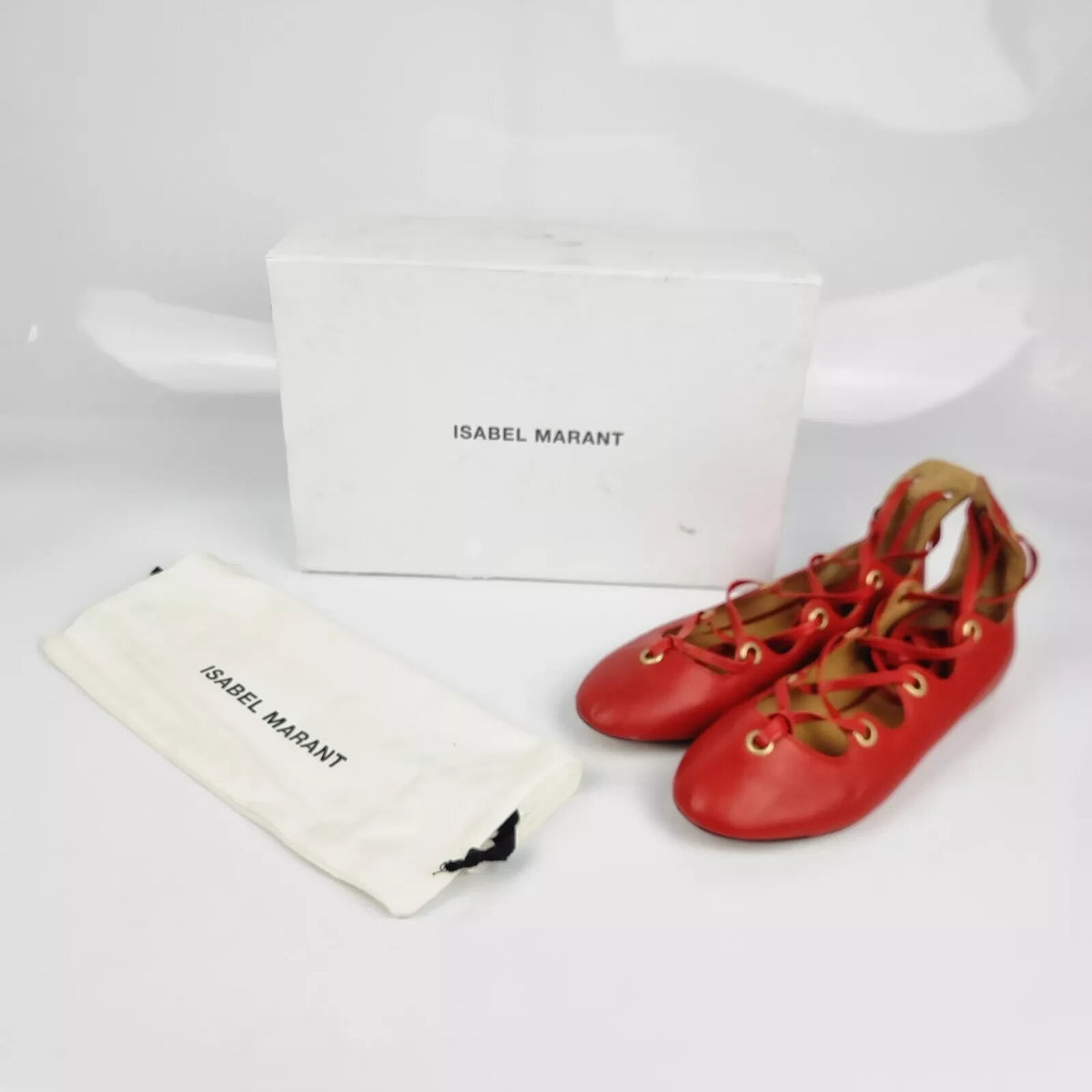 ISABEL MARANT Red Leather Flats New Size 36 US 6