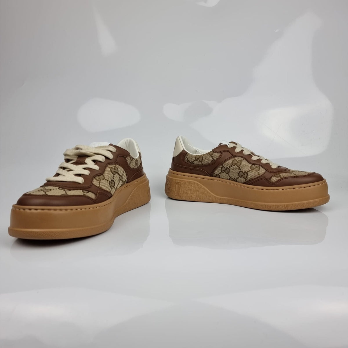 GUCCI $1010 Women's Chunky GG Brown Platform Sneakers New
