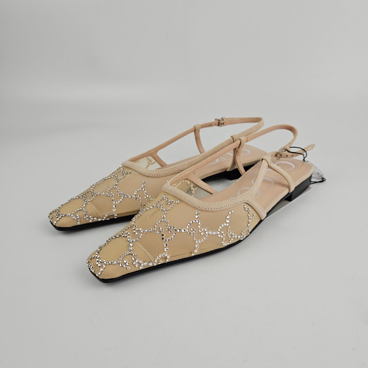 GUCCI Beige With Crystals Ballet Flats New & Authentic