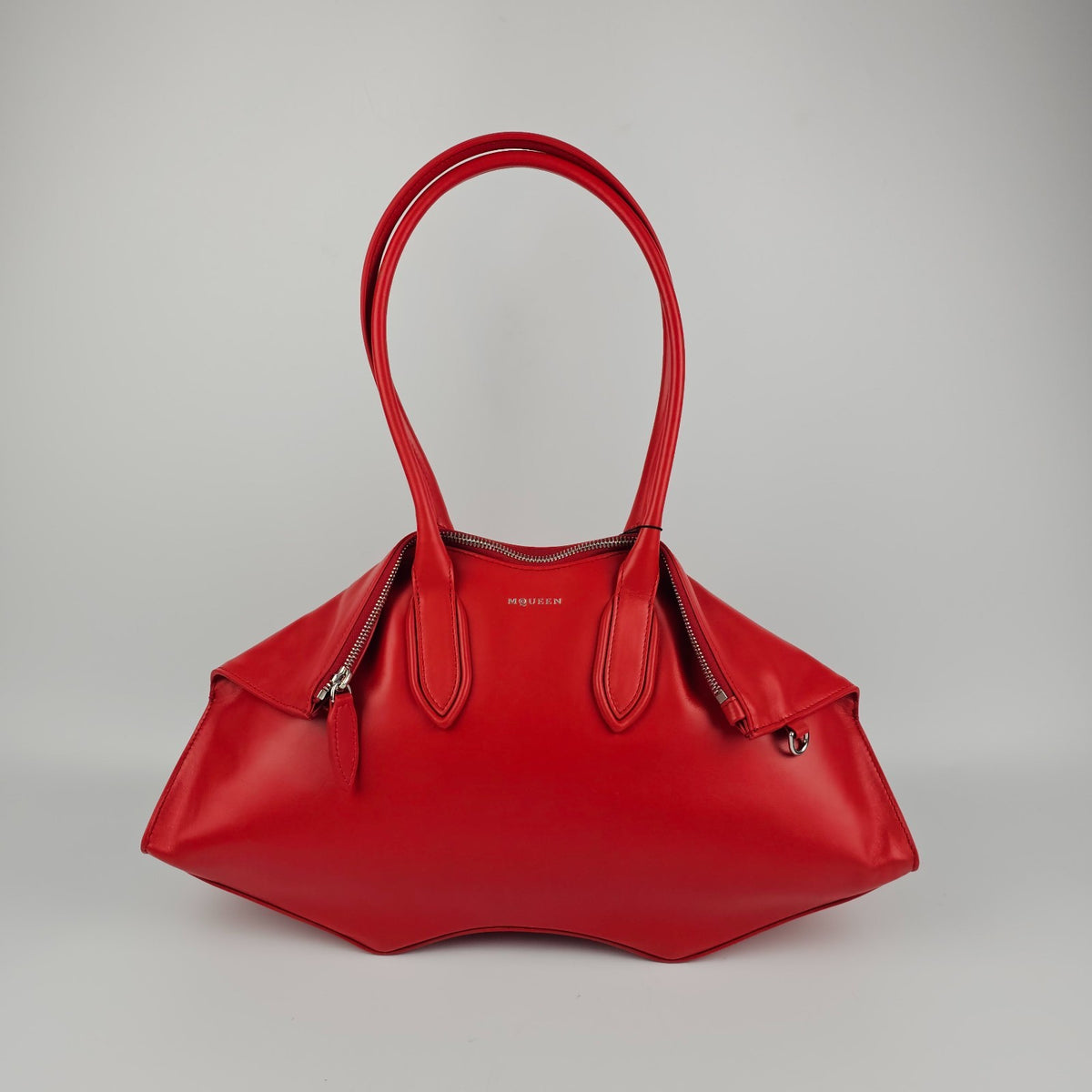 ALEXANDER MCQUEEN Manta Red Leather Top Handle Bag New