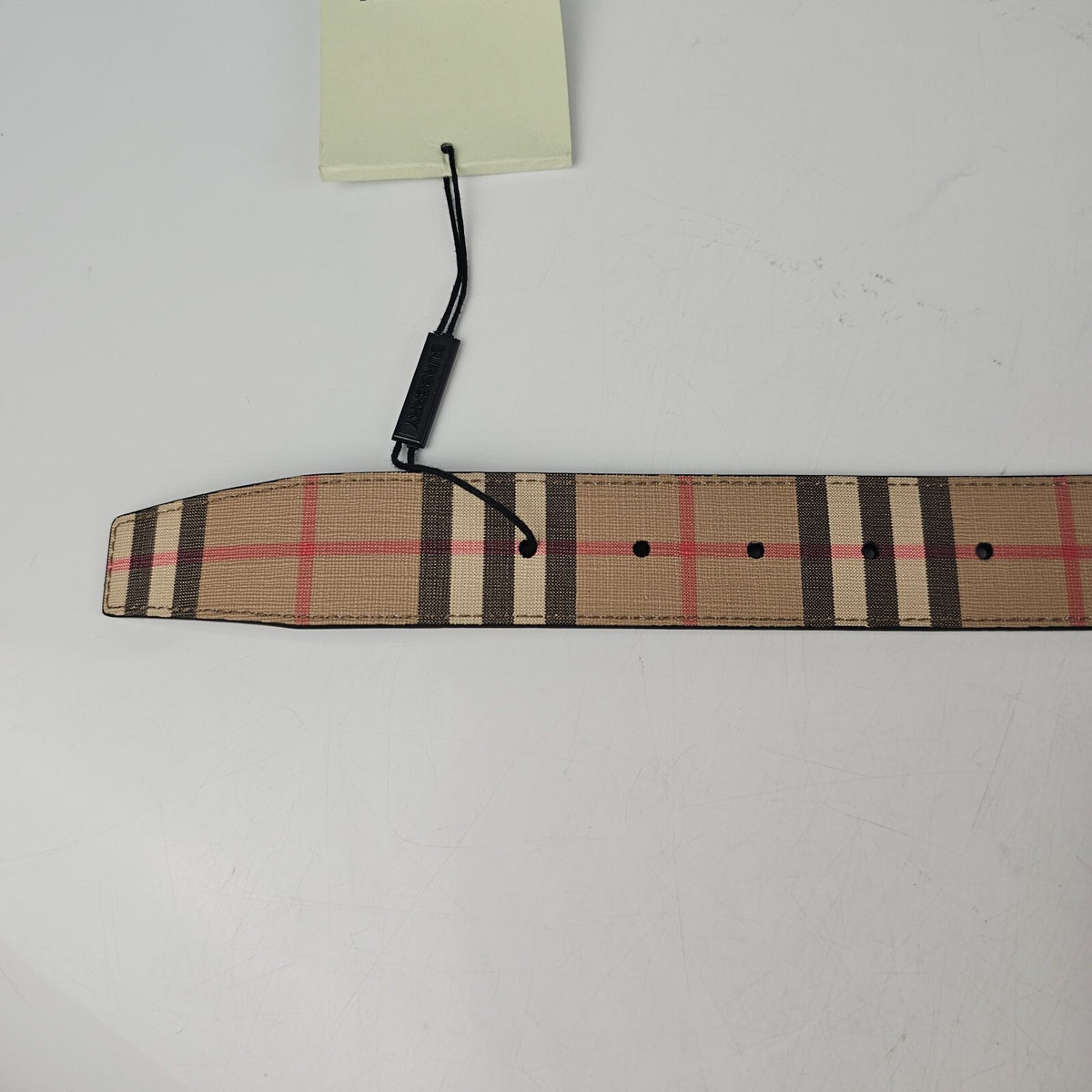 BURBERRY TB Men's Beige Checkered Belt Size 90cm New