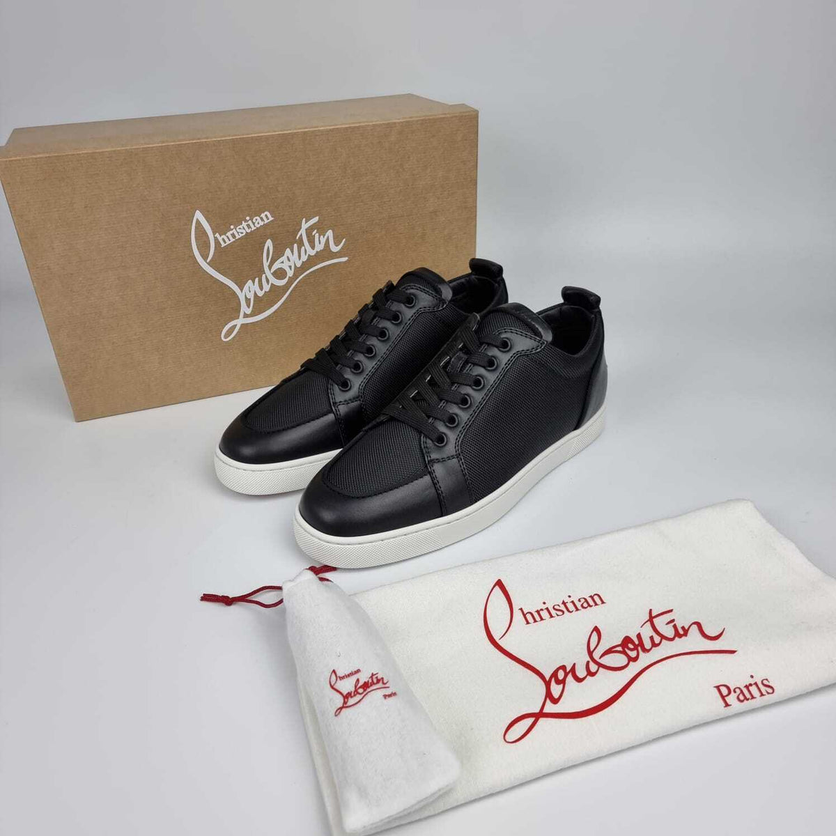 CHRISTIAN LOUBOUTIN Rantulow Black Sneakers New 40.5