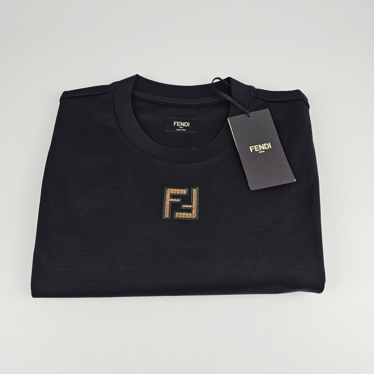 FENDI $890 Black Cotton T-shirt New & Authentic