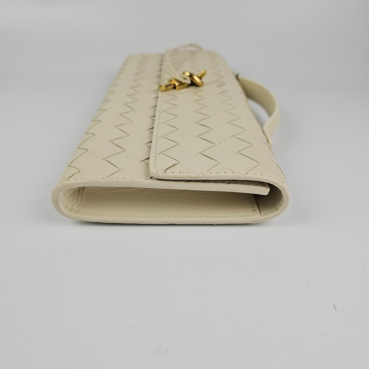 BOTTEGA VENETA $3500 Andiamo Sea Salt Top Handle Clutch New & Authentic