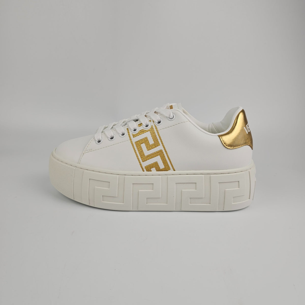 VERSACE Greca White/Gold Sneakers New & Authentic
