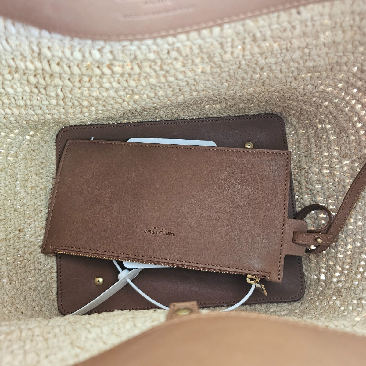 Saint Laurent Le 37 Medium $3200 Naturel/Brown Raffia Bucket Bag New & Authentic