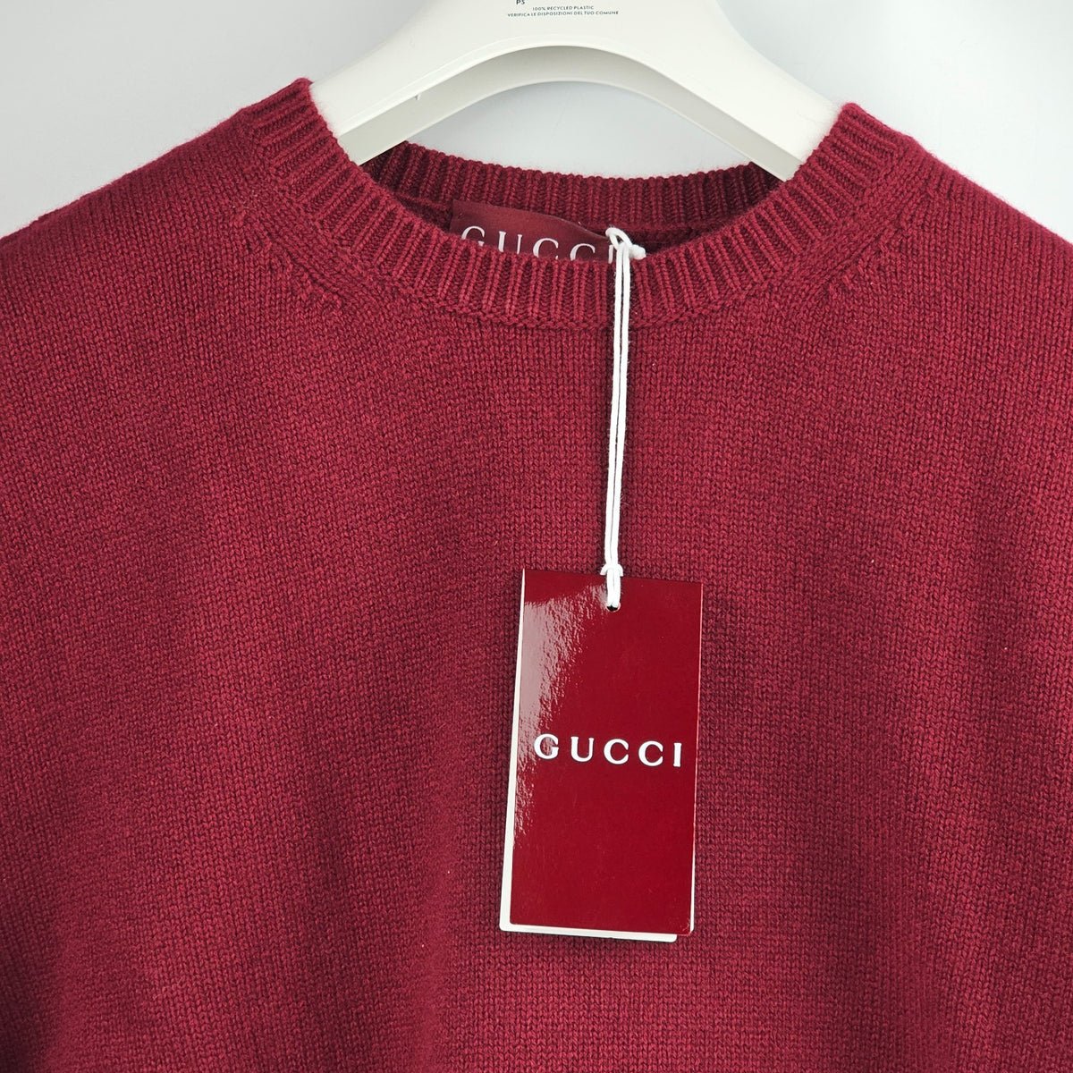 GUCCI $1700 Rosso Ancora Cashmere/Wool With Trim Sweater New & Authentic
