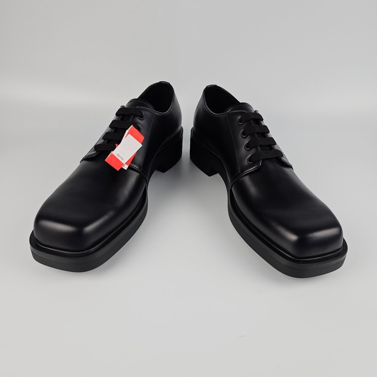 PRADA Black Brushed Leather Derby Shoes New And Authentic