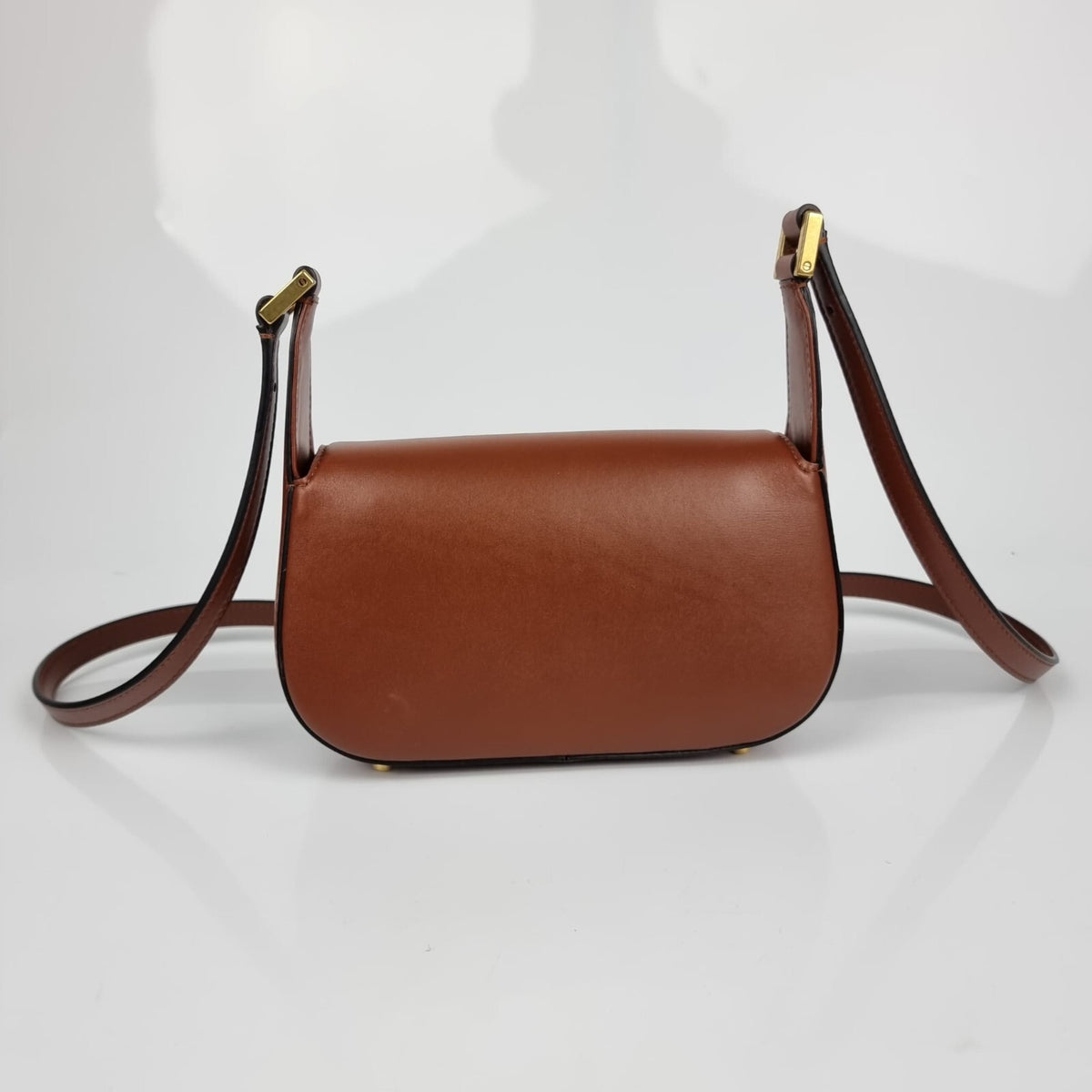 VALENTINO GARAVANI Small V Chain Leather  Brown Shoulder Bag