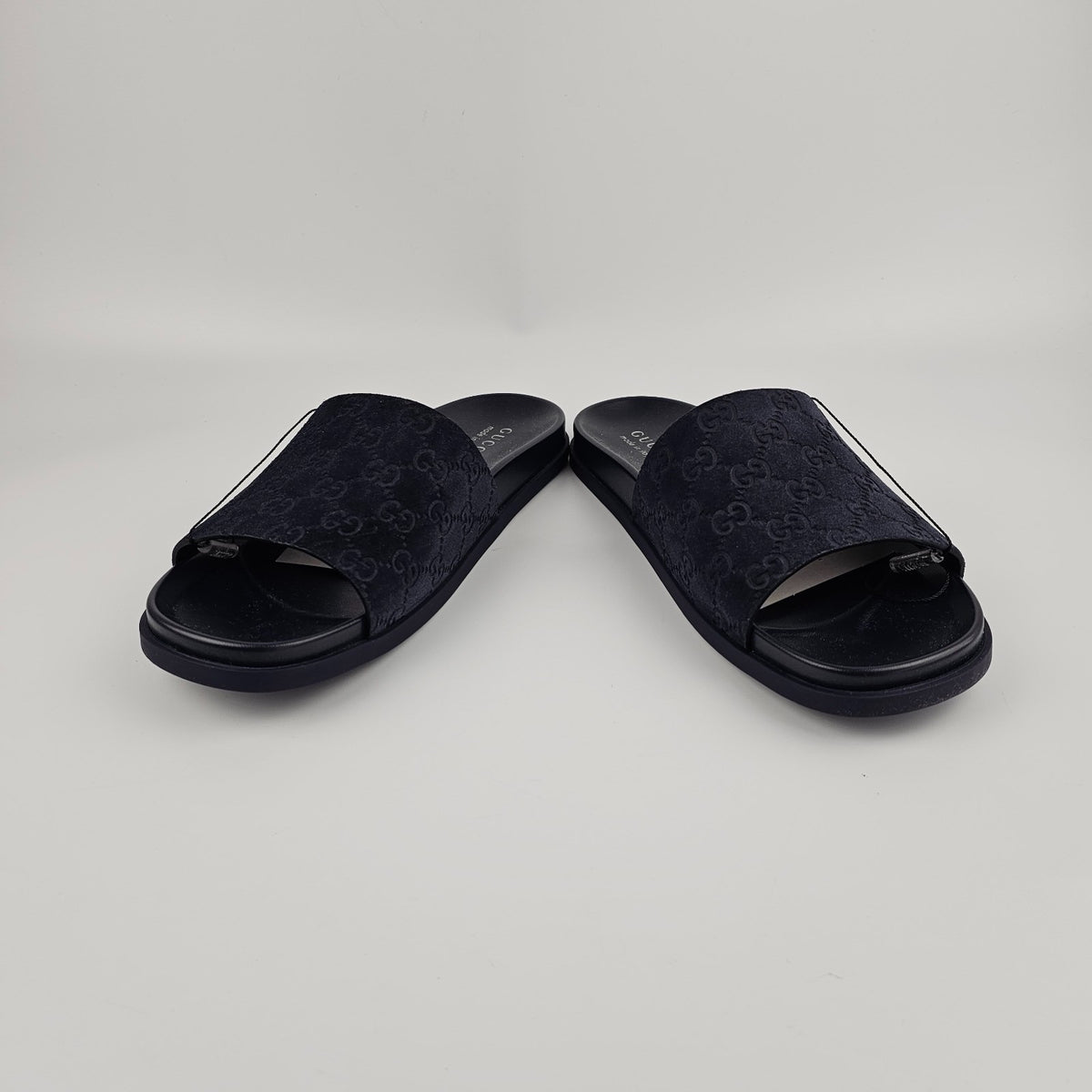GUCCI Men's Blue GG Suede Slide Sandals New & Authentic