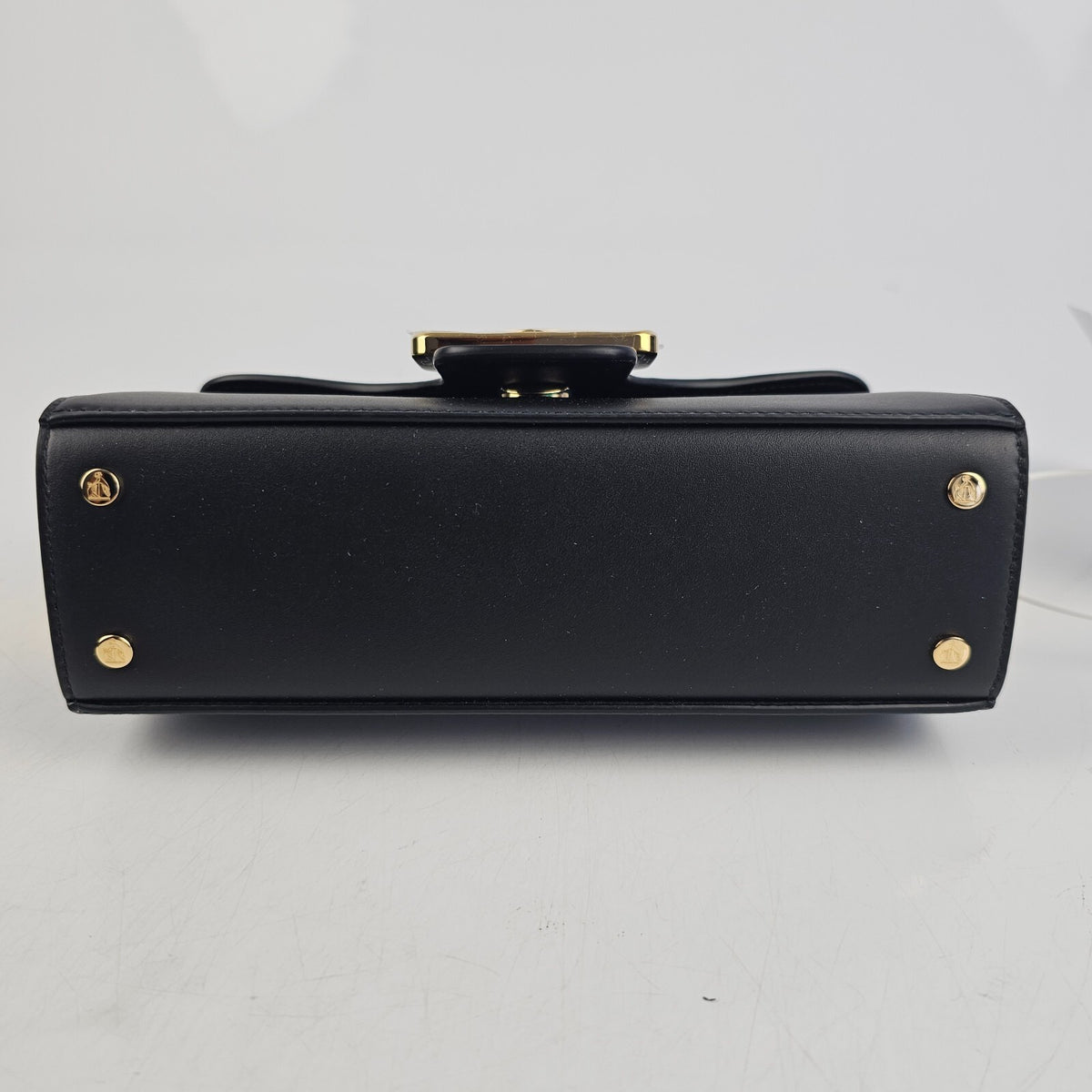 Lanvin Cat Nano Black Leather Top Handle Pencil Box Bag New