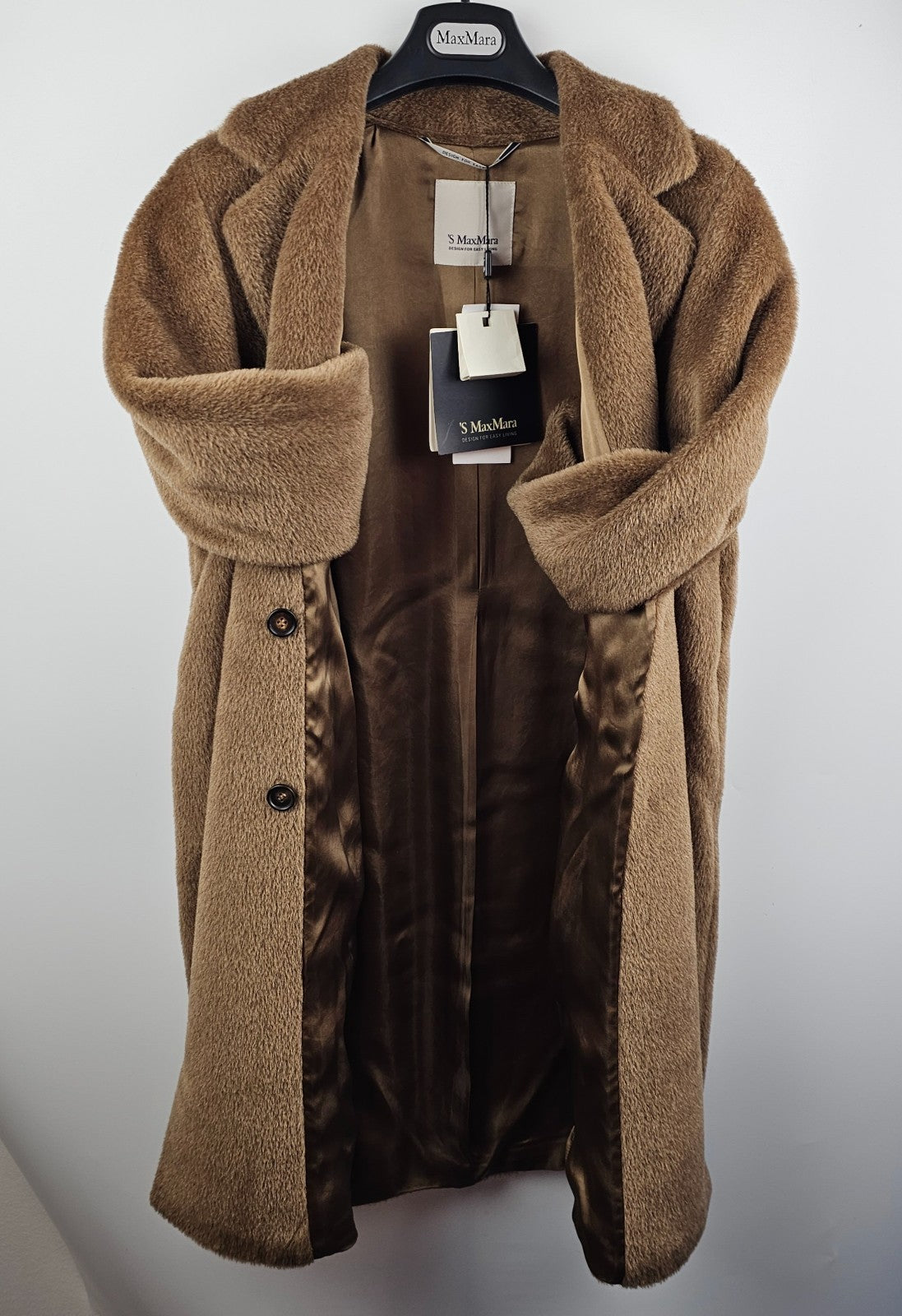 MAX MARA Roseto Double Breasted Brown Wool Long Coat New & Authentic