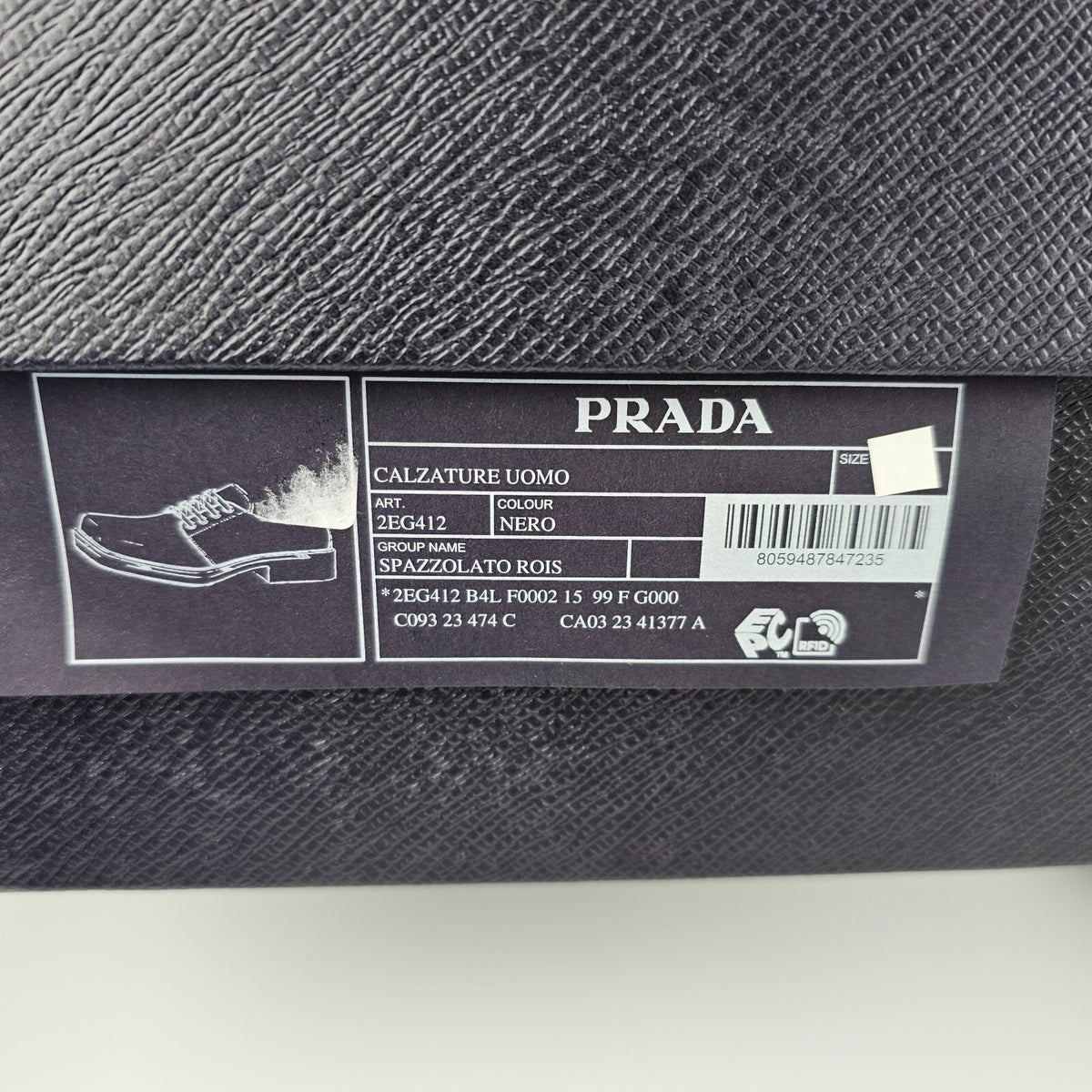 PRADA Black Brushed Leather Derby Shoes New And Authentic