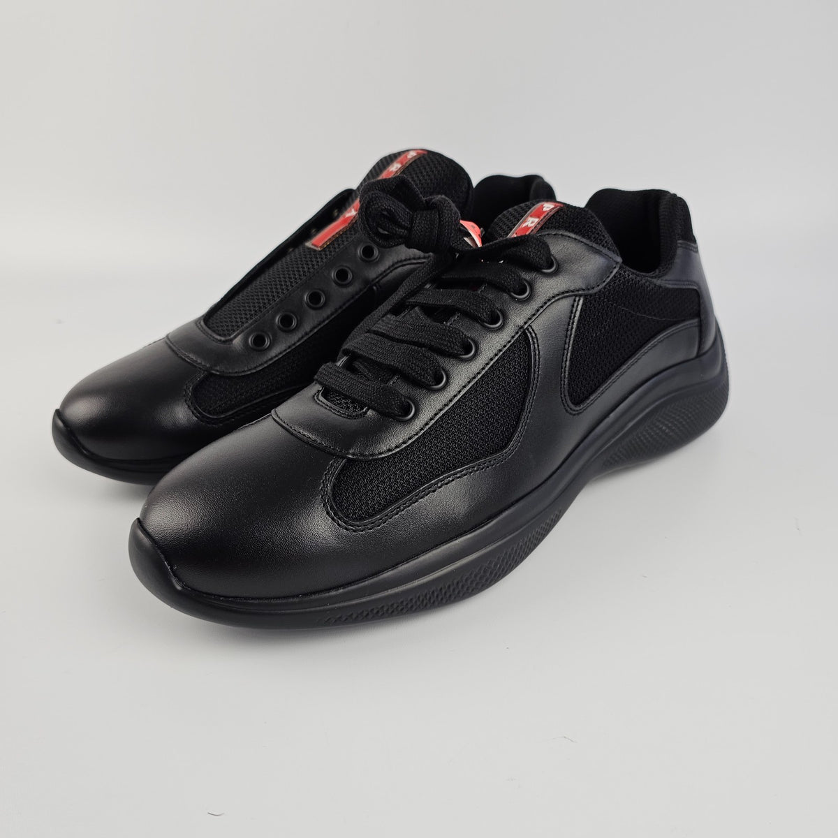 PRADA America's Cup Black Leather Sneakers Size UK 8 US 9
