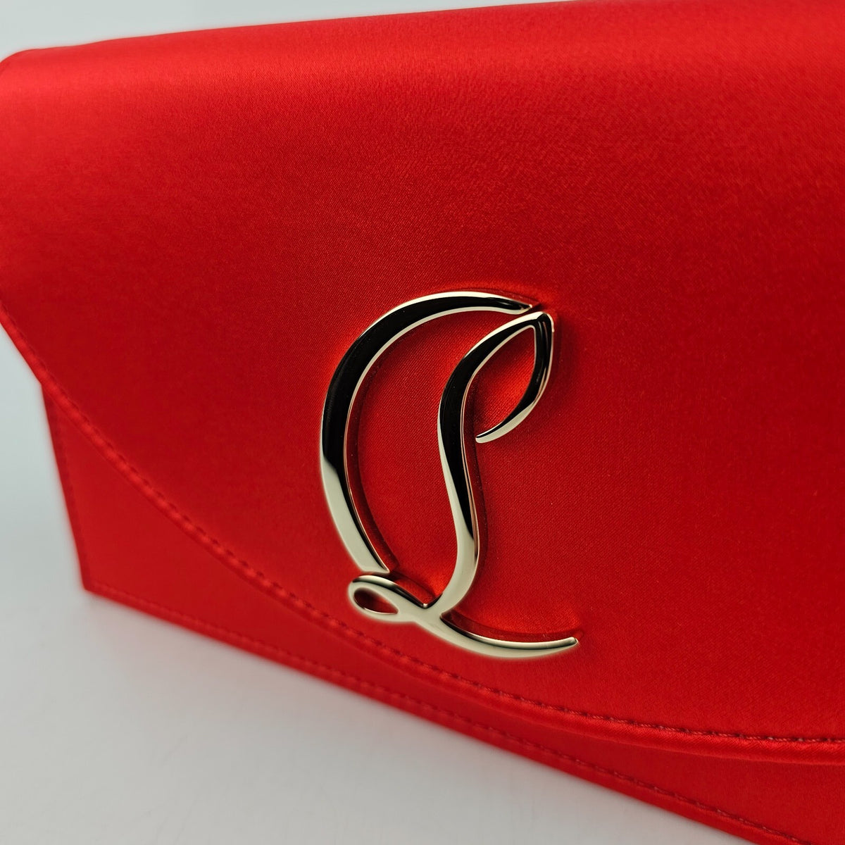CHRISTIAN LOUBOUTIN Loubi54 Ole Red Satin Shoulder Bag New