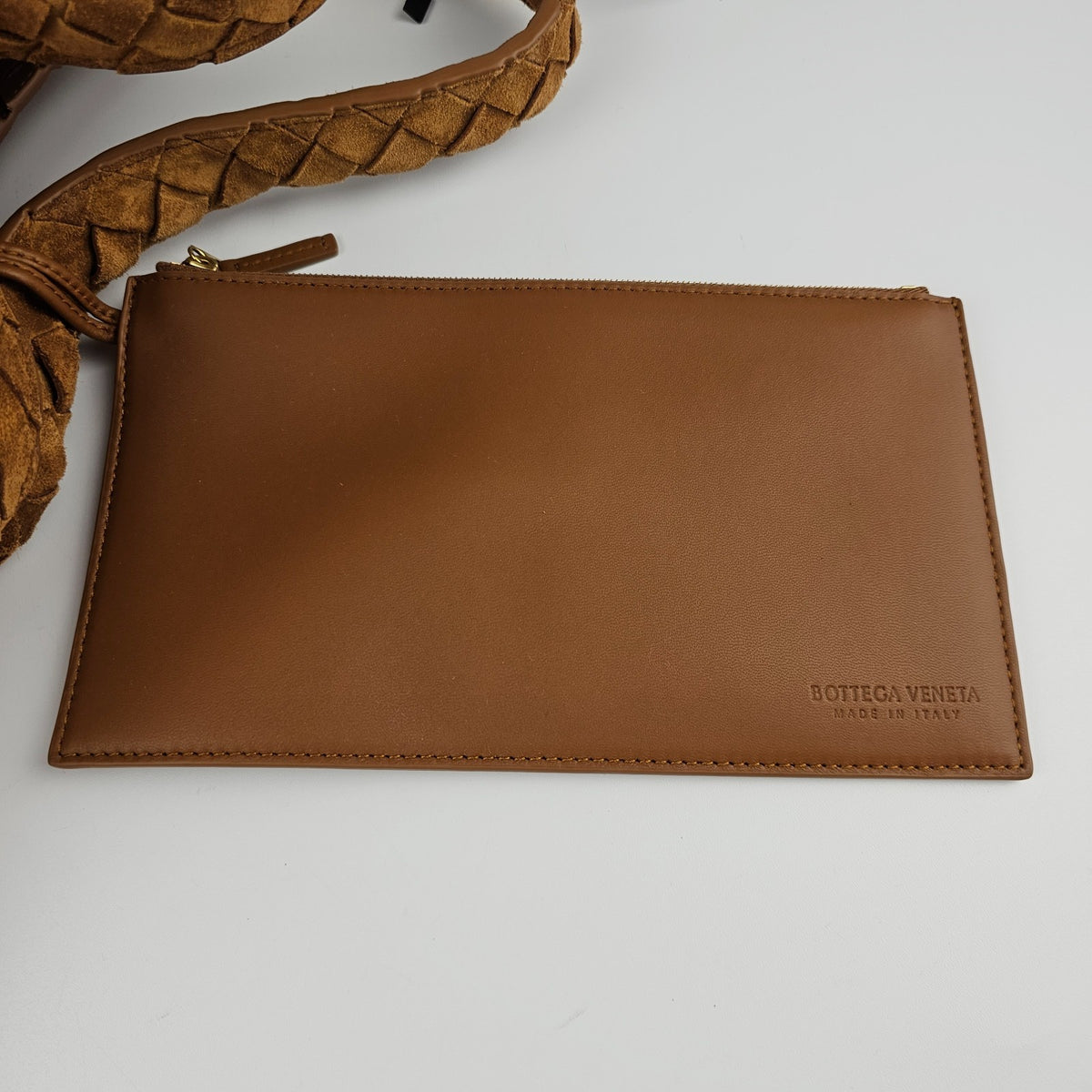 BOTTEGA VENETA Campana Large $6200 Amber Suede Top Handle Bag New & Authentic