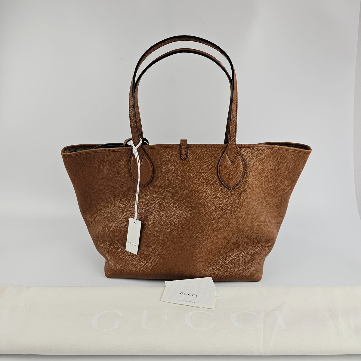 GUCCI Totissima Large $2800 Brown Leather Tote Bag New & Authentic