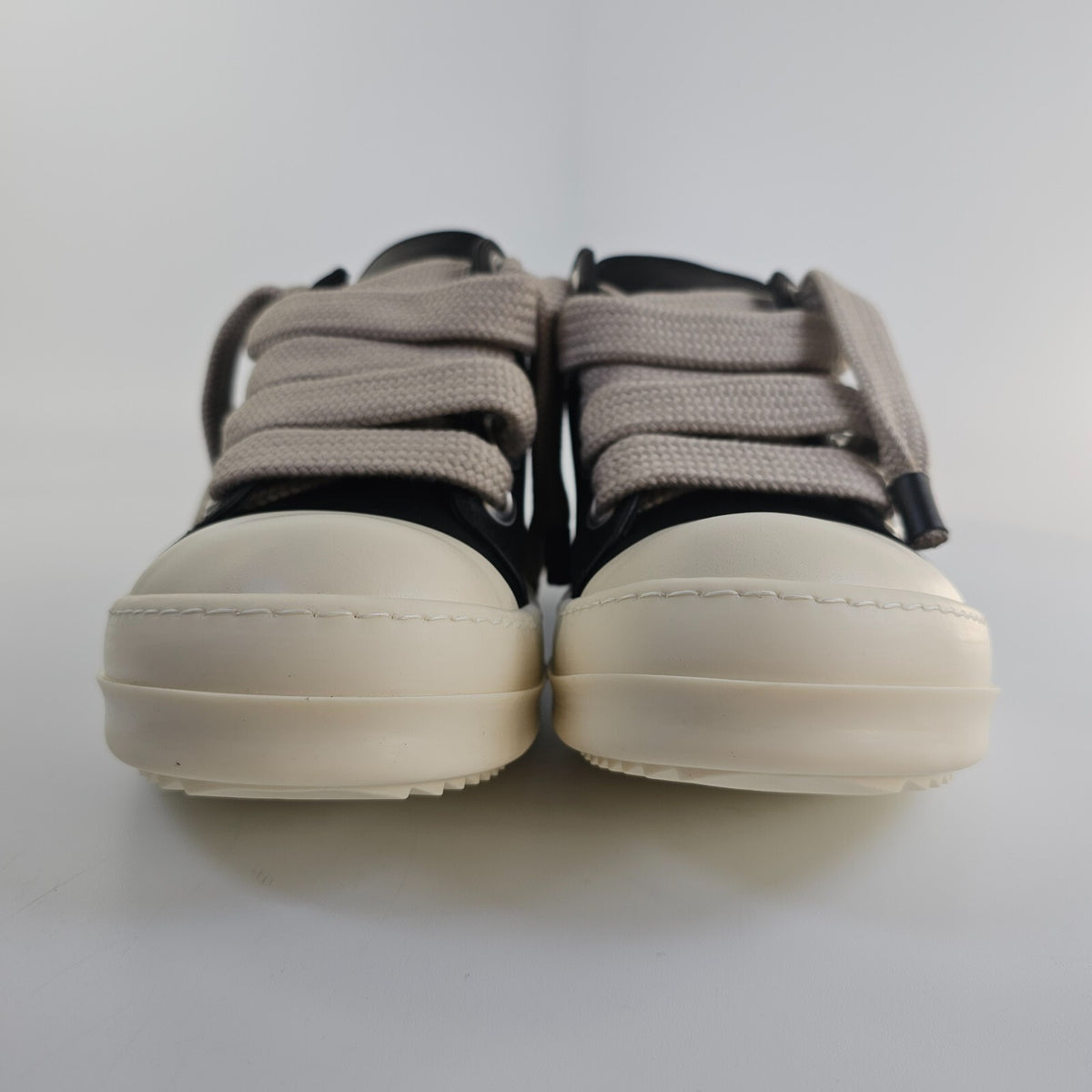 RICK OWENS Jumbolaced Porterville Black/Milk Low Top Sneakers New Size 40 US 7