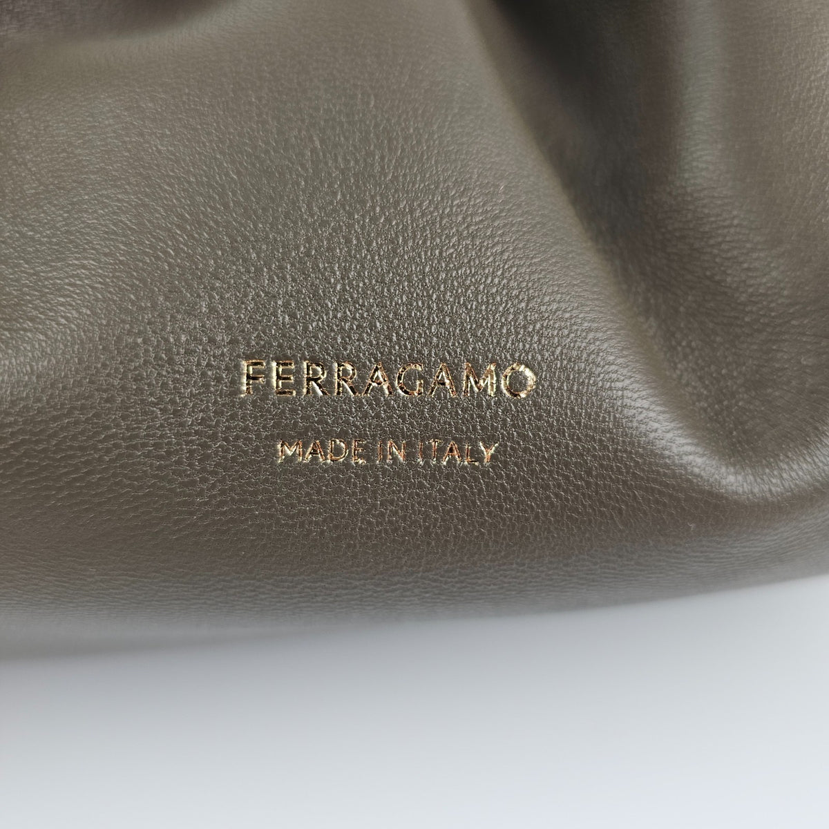 FERRAGAMO Concrete Leather Soft Shoulder Bag New & Authentic
