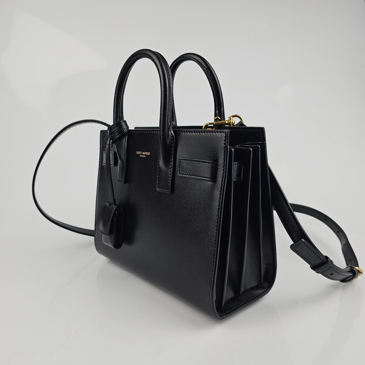 SAINT LAURENT Sac De Jour Nano Black Smooth Leather Handbag New/Authentic