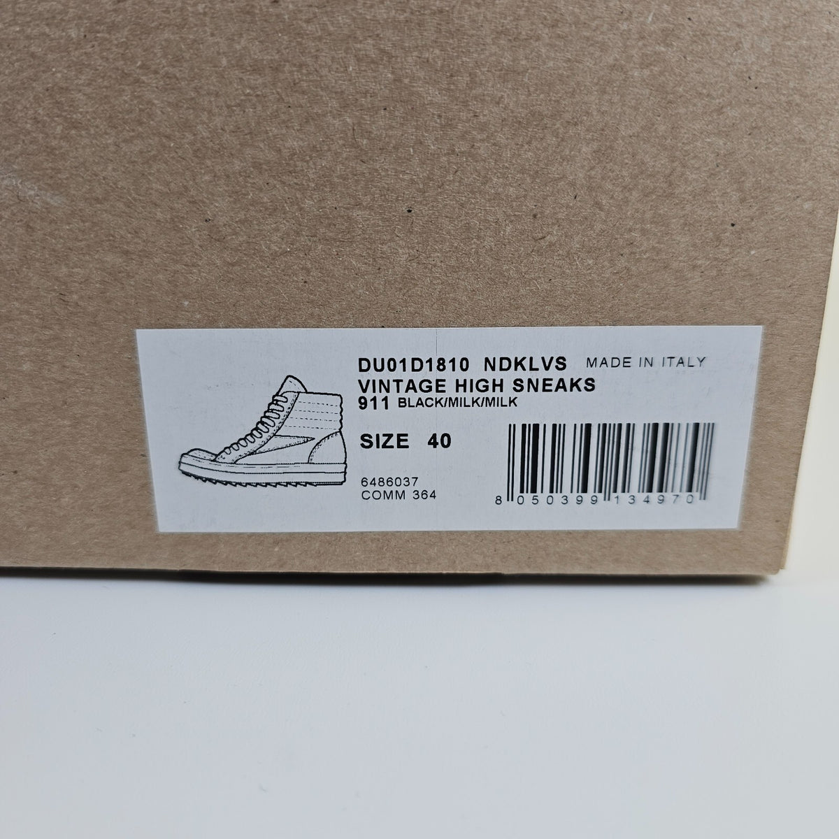 RICK OWENS DRKSHDW Vintage Black Canvas High Top Sneakers New Size 40 US 7