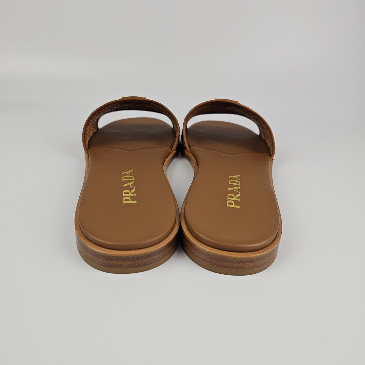 PRADA $1150 Caramel Crochet Slides New & Authentic