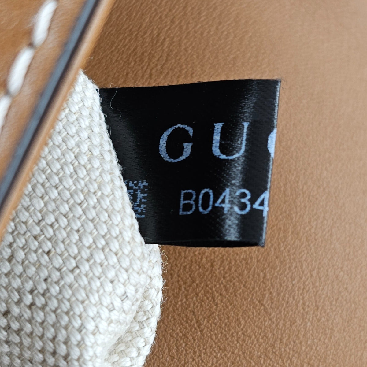 GUCCI Blondie Medium $3900 Natural Cotton And Brown Leather Top Handle Bag New