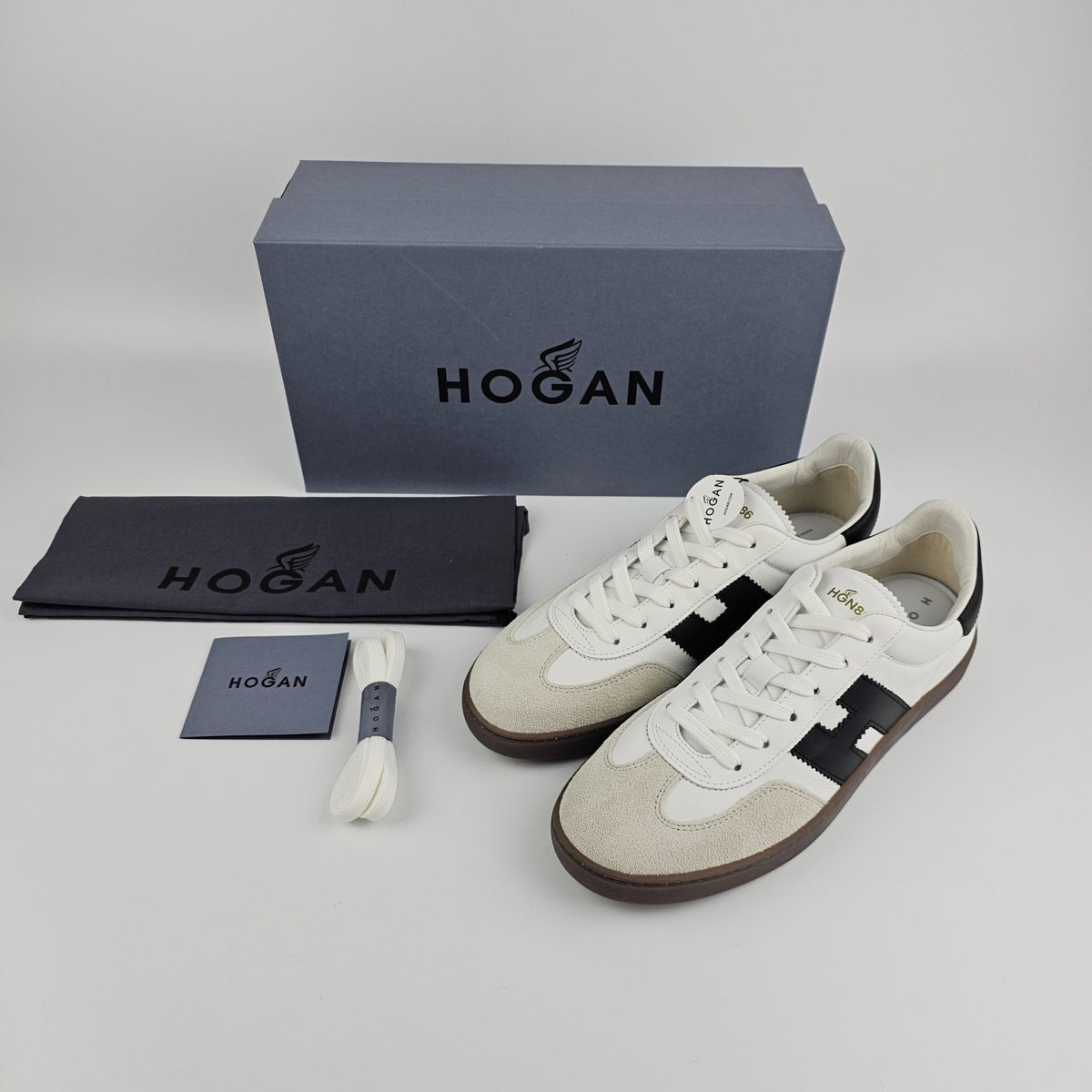 HOGAN Cool White Leather Suede Sneakers New & Authentic