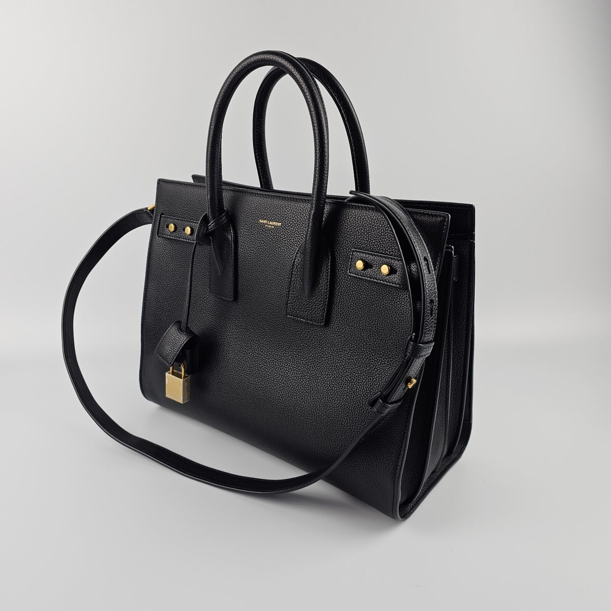 SAINT LAURENT Sac De Jour $3600 Black Supple Grained Leather Bag New & Authentic