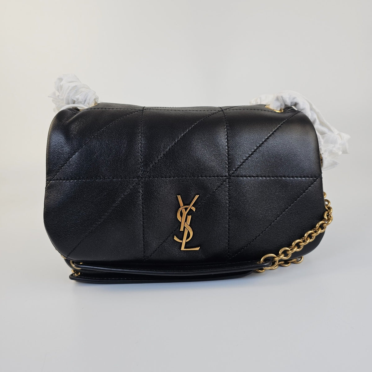 SAINT LAURENT Jamie 4.3 Mini Black And Gold Leather Shoulder Bag New